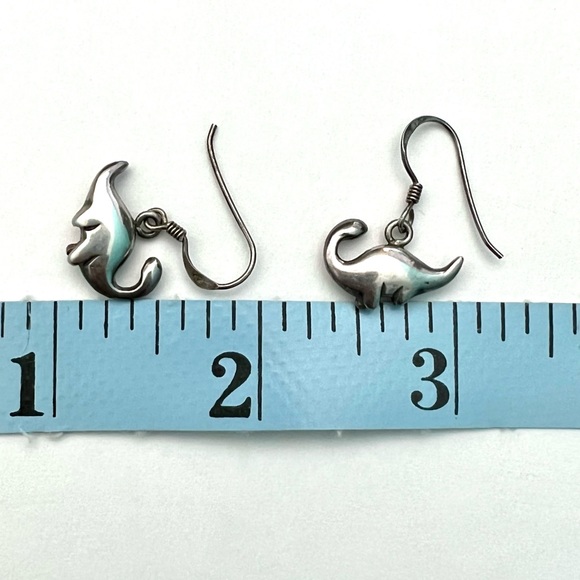 Brontosaurus Dinosaur Sterling Silver 925 Dangle Earrings - Picture 5 of 7